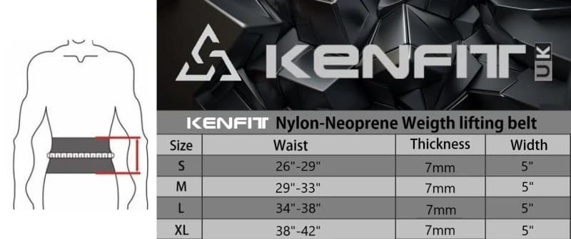 Kenfit Premium Weight Lifting Belt – Neoprene & Nylon Construction for Superior Stability, Comfort & Style